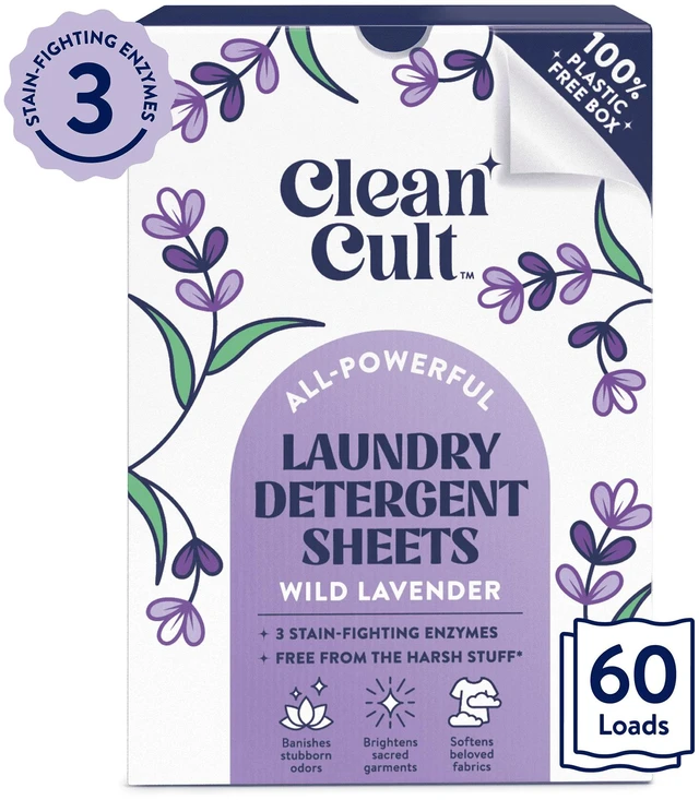 Main image of Cleancult Laundry Detergent Sheets, Wild Lavender Scent, 60 Count