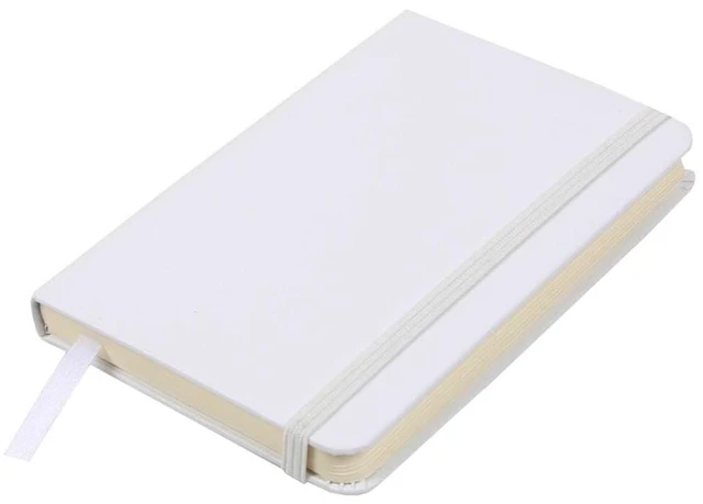 Main image of JAM Paper Hardcover Notebook, 100 Lined Sheets, 3.75 x 5.625 Inches, White, Small, 1 Pack with Elastic Band