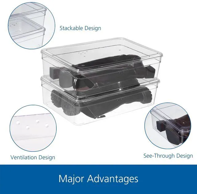 Alt view image 4 of 6 - Mainstays Clear Glossy Plastic Boot Box with Lid, Shoe Organizer for Closet Storage