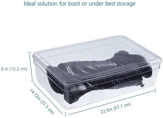 Alt view image 6 of 6 - Mainstays Clear Glossy Plastic Boot Box with Lid, Shoe Organizer for Closet Storage