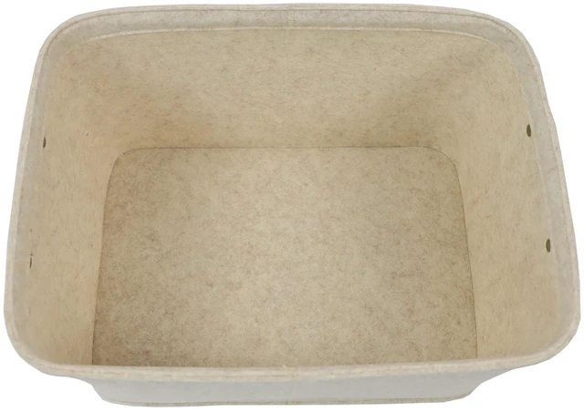 Alt view image 2 of 4 - Mainstays Medium Felt Decorative Storage Basket with Faux Leather Handles, 15in x 11.02in x 7.87in, Oatmeal