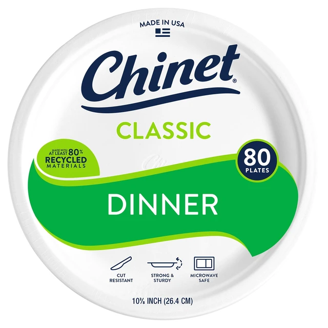 Alt view image 2 of 6 - Chinet Classic Premium Disposable Paper Dinner Plates, 10 3/8", White, 80 Count