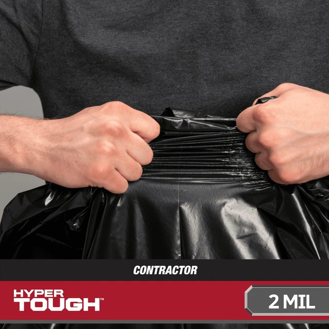 Alt view image 2 of 5 - Hyper Tough 55-Gallon Contractor Garbage Bags, Flap Tie, 2 Mil, 20 Bags