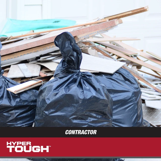 Alt view image 3 of 5 - Hyper Tough 55-Gallon Contractor Garbage Bags, Flap Tie, 2 Mil, 20 Bags