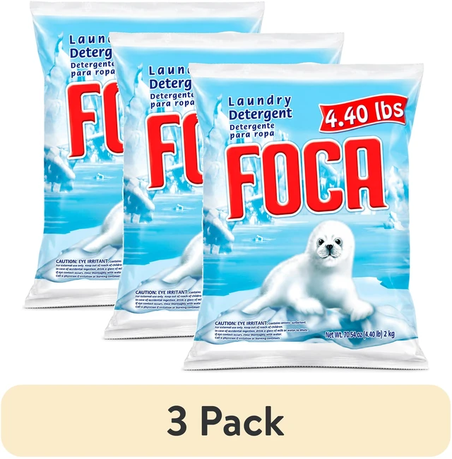 Main image of Foca Powder Laundry Detergent (3 Pack), 4.40lbs, Enzyme Formula, for Tough Stains
