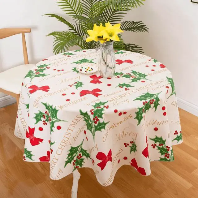 Main image of Ray Star 60 Round PVC Tablecloth, 100% Waterproof Oil Proof Spill Proof, Wipe Clean, Christmas Halloween