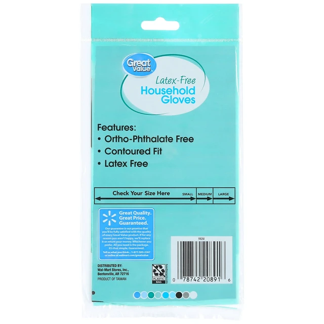 Alt view image 5 of 6 - Great Value Latex-Free Household Gloves, Medium, 4 Pack, 1 Pair, Red