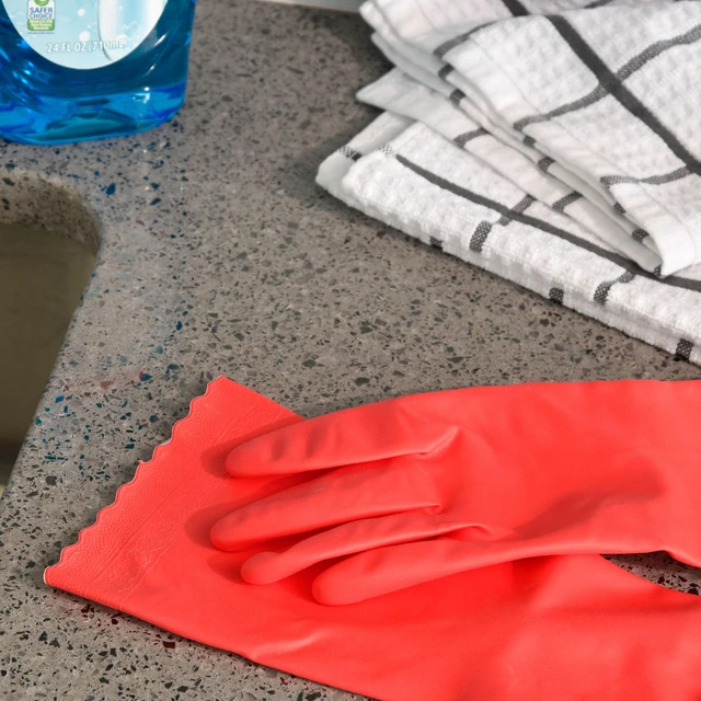 Alt view image 3 of 6 - Great Value Latex-Free Household Gloves, Medium, 4 Pack, 1 Pair, Red