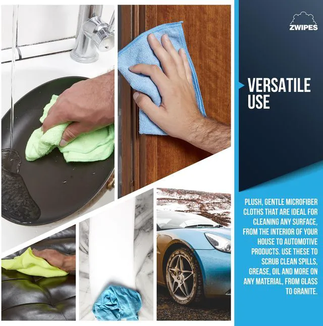 Alt view image 2 of 6 - Zwipes Microfiber Cleaning Cloths, Multicolor, 24 Pack