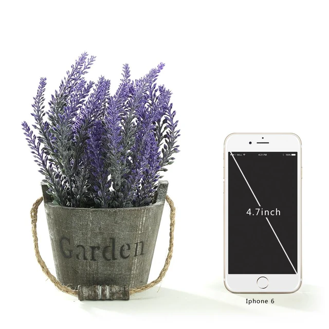 Alt view image 4 of 7 - K-Cliffs Vintage Artificial Lavender Flowers Bouquet in Rustic Gray Wooden Metal Planter Pot, 6.7Dia x 8.3H inches, 5Dia x 4.3 inches