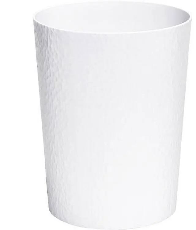 Main image of Bath Bliss 10L Hammered Textured Plastic Bathroom Trash Can, White