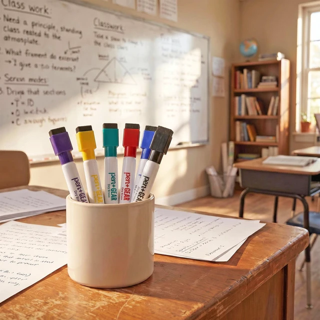 Alt view image 5 of 6 - Pen+Gear Magnetic Dry Erase Markers, Fine Tip, Assorted Colors, 6 Count (3 Pack) with Eraser