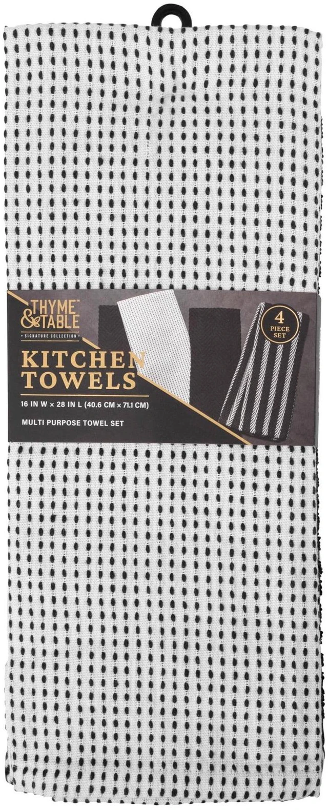 Alt view image 4 of 5 - Thyme & Table Kitchen Towels 4 Pack Set, White & Black