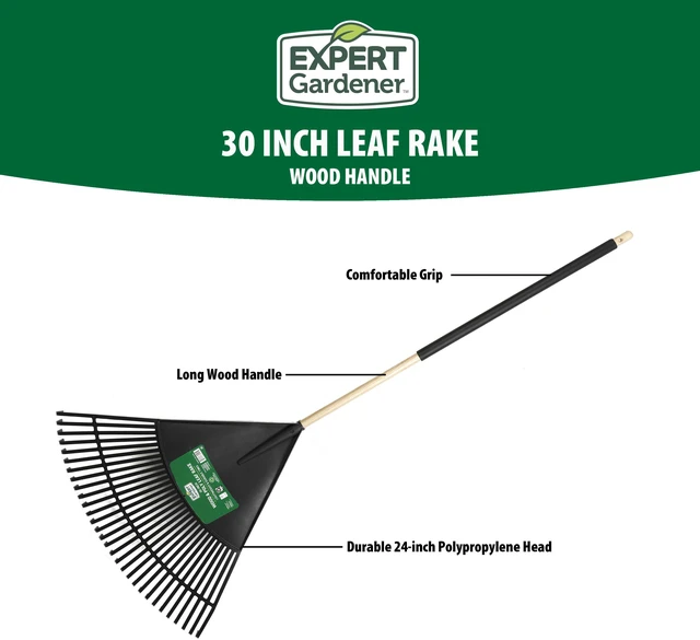 Alt view image 3 of 6 - Expert Gardener 30in Wood and Poly Leaf Rake