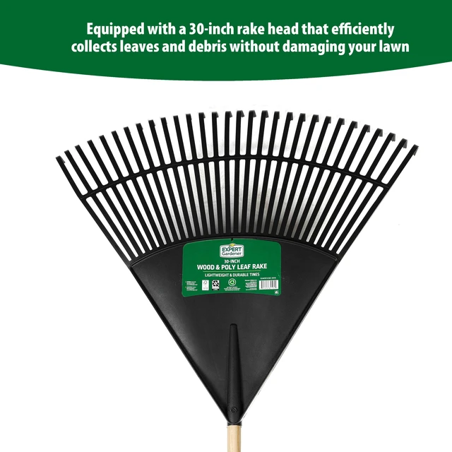 Alt view image 5 of 6 - Expert Gardener 30in Wood and Poly Leaf Rake