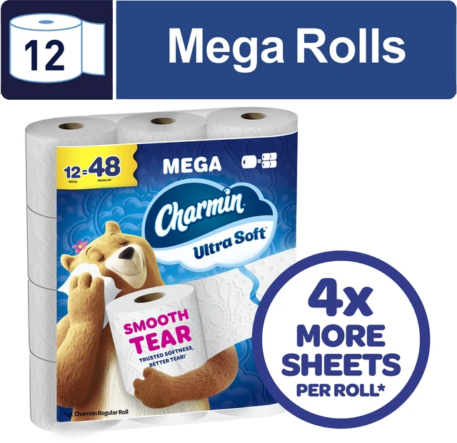 Main image of Charmin Ultra Soft Toilet Paper 12 Mega Rolls 2-Ply Bath Tissue