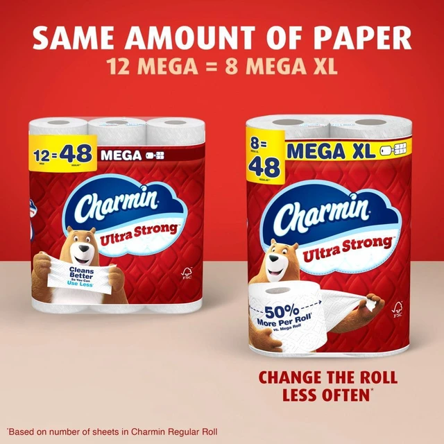 Alt view image 5 of 5 - Charmin Ultra Strong Toilet Paper 12 Mega Rolls, 220 Sheets per Roll