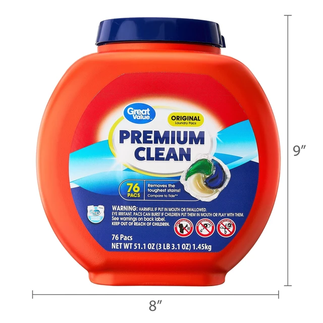 Alt view image 3 of 7 - Great Value Premium Clean Laundry Pacs 76 Count Original Scent