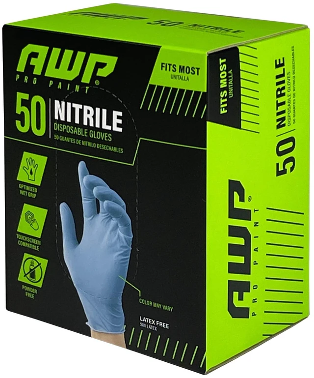 Alt view image 2 of 6 - AWP Pro Disposable Nitrile Gloves, Latex-Free, Unisex, Blue, 50 Count