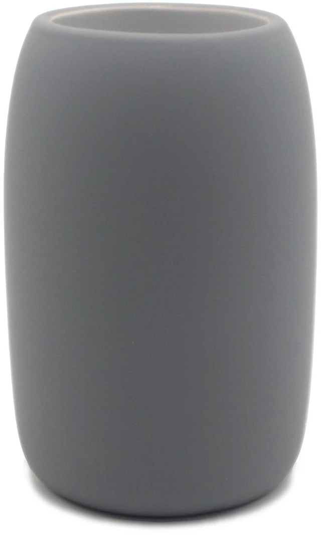 Alt view image 5 of 6 - Mainstays Ceramic Stoneware Bath Accessories 3-Piece Set, Grey, with Soap Pump Dispenser, Tumbler, and Accessory Tray