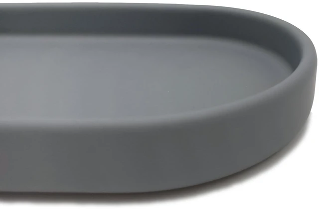Alt view image 4 of 6 - Mainstays Ceramic Stoneware Bath Accessories 3-Piece Set, Grey, with Soap Pump Dispenser, Tumbler, and Accessory Tray