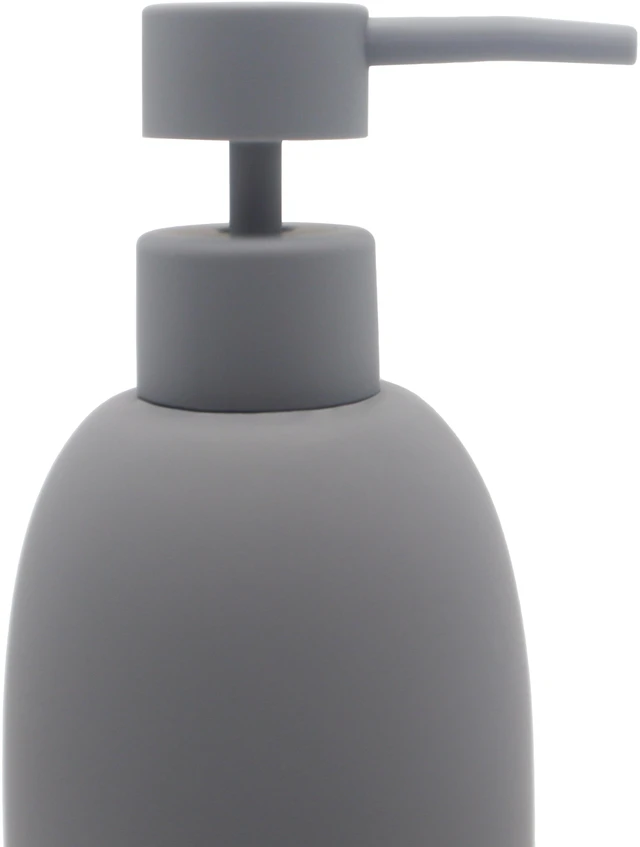 Alt view image 3 of 6 - Mainstays Ceramic Stoneware Bath Accessories 3-Piece Set, Grey, with Soap Pump Dispenser, Tumbler, and Accessory Tray