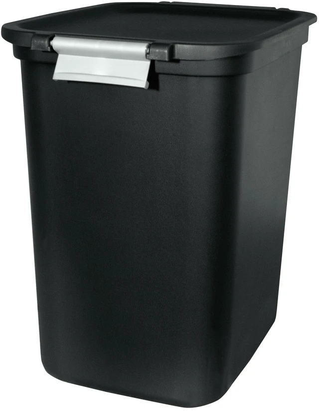 Main image of Hefty 7.7 Gallon Plastic Lift Top Kitchen Trash Can with Lid and Lock, Black