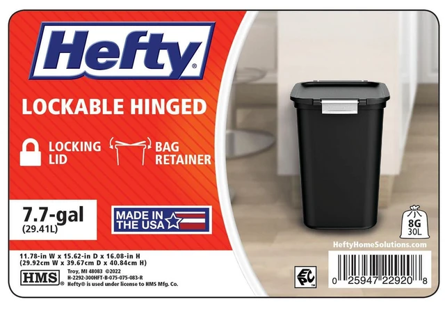 Alt view image 2 of 6 - Hefty 7.7 Gallon Plastic Lift Top Kitchen Trash Can with Lid and Lock, Black