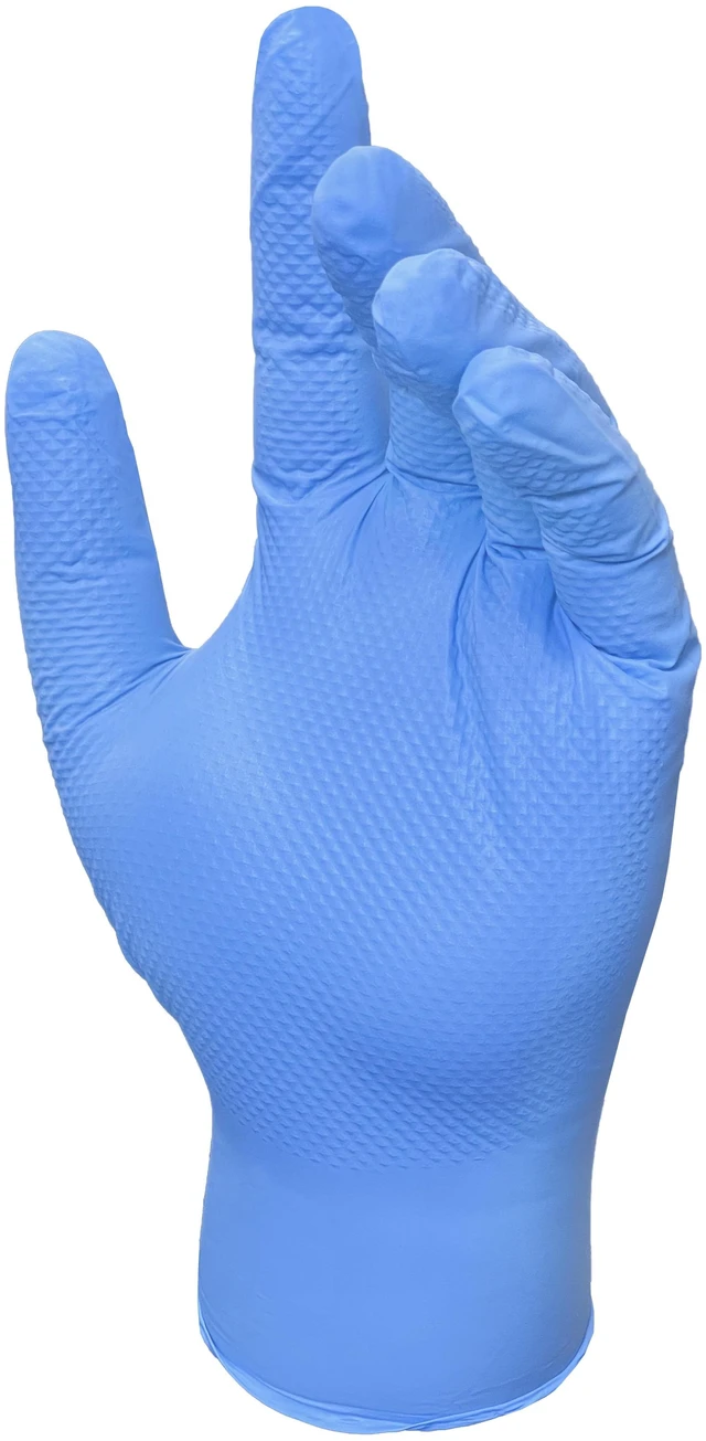Alt view image 5 of 7 - Grease Monkey Pro Cleaning Disposable Nitrile Gloves, Traction Grip, Blue, Male X-Large, 50 Count
