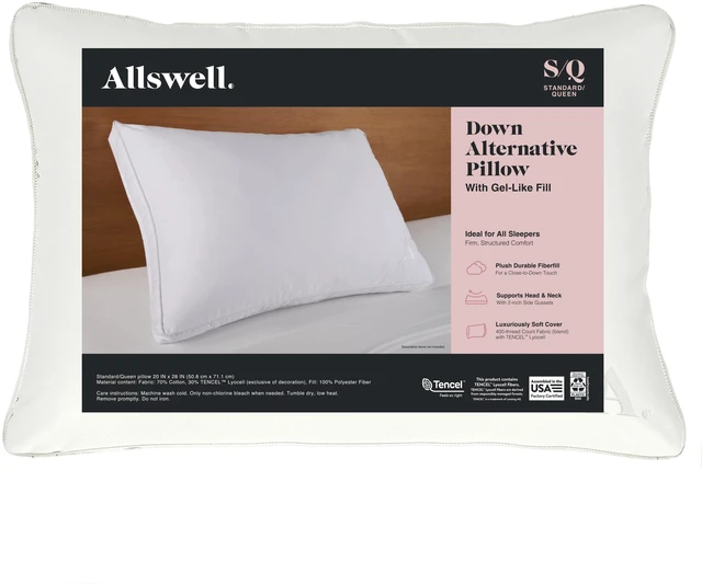 Main image of Allswell Down Alternative Bed Pillows, Standard/Queen, Firm, All Positions