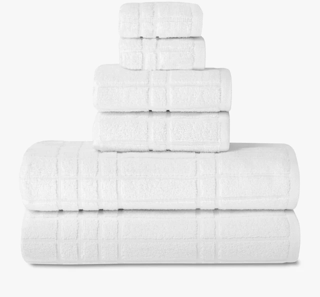 Main image of Mainstays Performance Cotton 6-Piece Bath Towel Set, Textured White