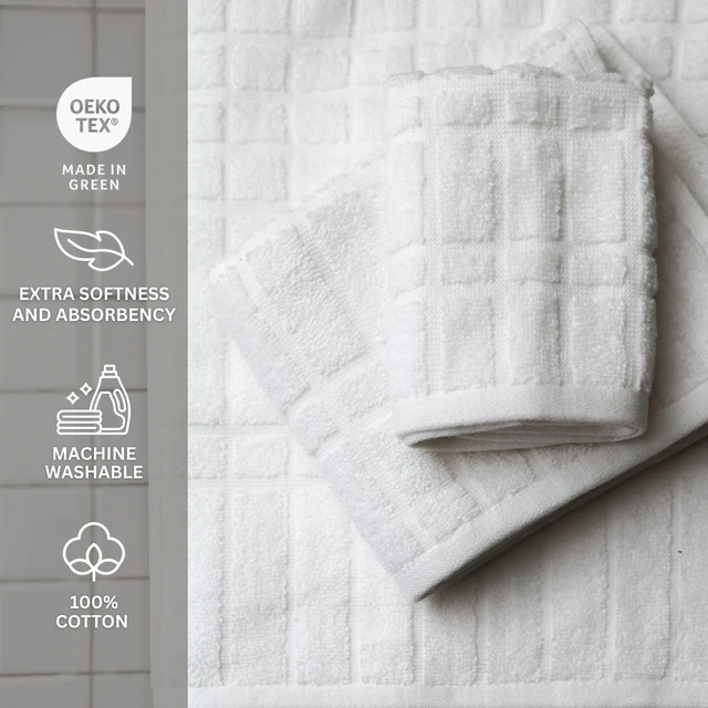 Alt view image 4 of 5 - Mainstays Performance Cotton 6-Piece Bath Towel Set, Textured White