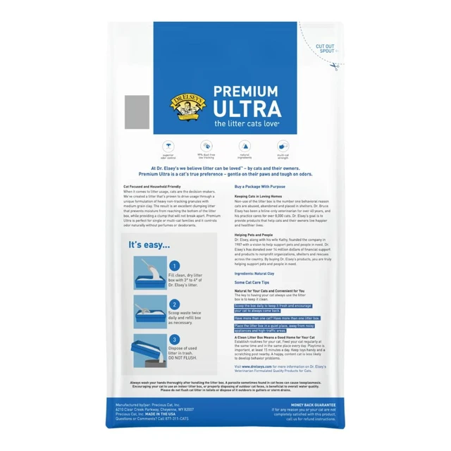 Alt view image 5 of 5 - Dr. Elsey's Premium Ultra Unscented Clumping Clay Cat Litter 35lb Bag