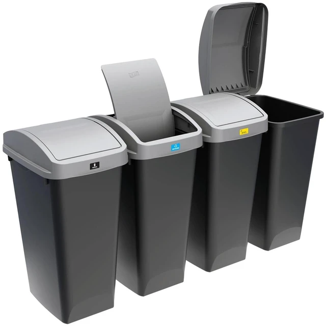 Alt view image 4 of 7 - GLAD 12 Gallon Plastic Kitchen Trash Can with Swing Top Lid and Recycle Sticker, Grey