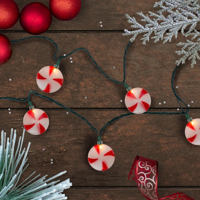 Alt view image 2 of 2 - Northlight Clear Incandescent String Lights Peppermint Shaped Holiday Lights, 96" 10Count