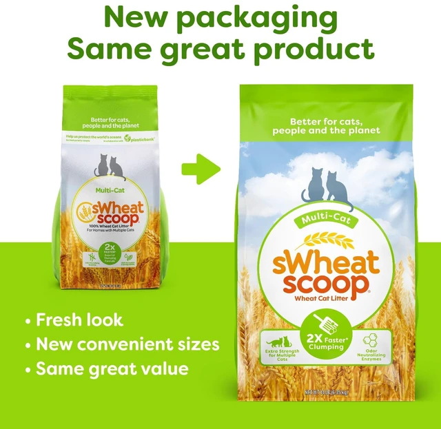 Alt view image 6 of 6 - SWheat Scoop Multi-Cat Natural Clumping Wheat Cat Litter, 15lb