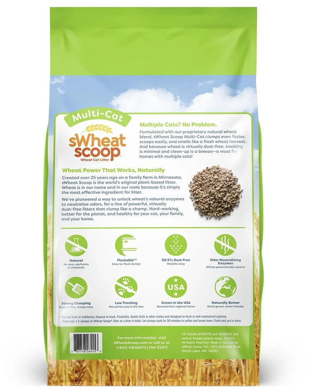 Alt view image 5 of 6 - SWheat Scoop Multi-Cat Natural Clumping Wheat Cat Litter, 15lb