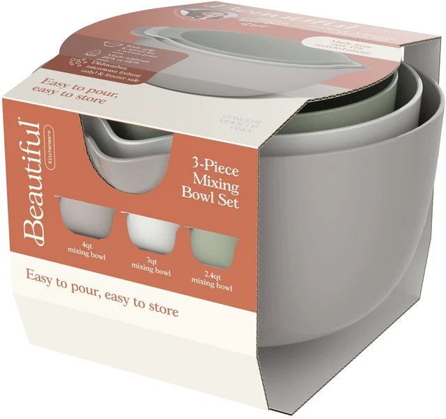 Alt view image 6 of 6 - Beautiful by Drew Barrymore 3-Piece Nesting Mixing Bowl Set, Assorted Colors