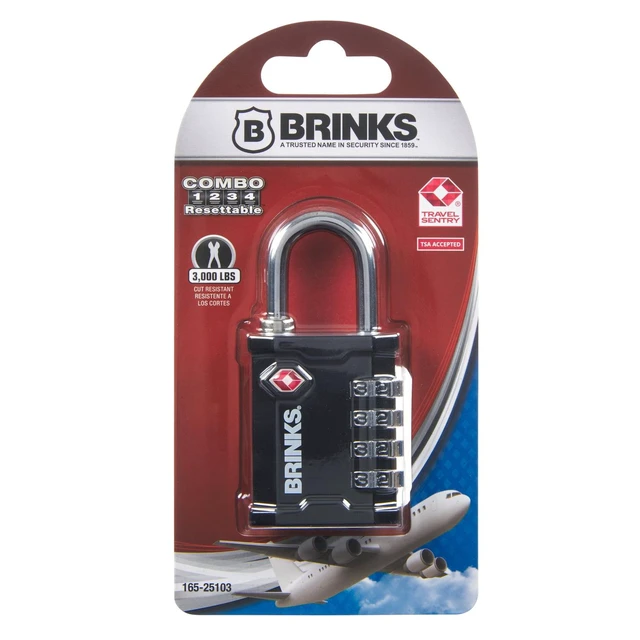 Alt view image 2 of 6 - Brinks 40mm Heavy Duty Zinc Die-Cast TSA Resettable Combination Luggage Padlock with 1in Shackle