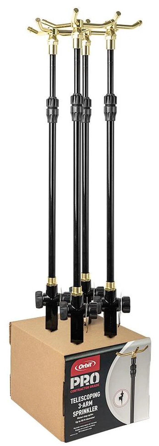 Alt view image 6 of 6 - Orbit 3-Arm Rotating Lawn Sprinkler on Adjustable Step Spike