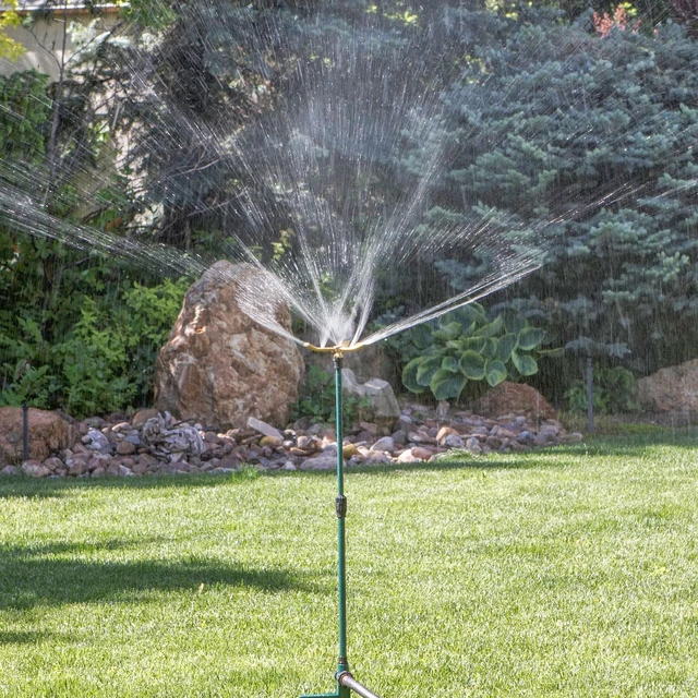 Alt view image 5 of 6 - Orbit 3-Arm Rotating Lawn Sprinkler on Adjustable Step Spike