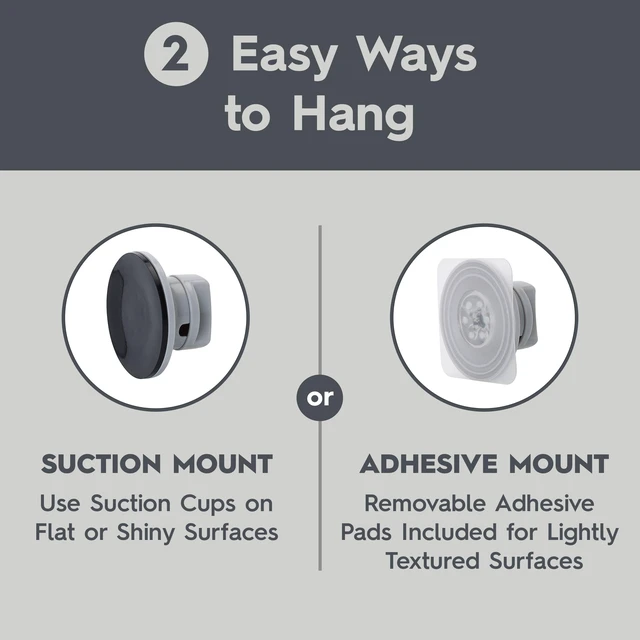 Alt view image 2 of 6 - Better Homes & Gardens Fogless Shower Mirror with Adhesive or Suction Mount, Satin Nickel