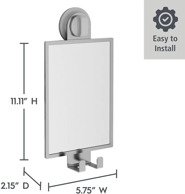 Alt view image 3 of 6 - Better Homes & Gardens Fogless Shower Mirror with Adhesive or Suction Mount, Satin Nickel