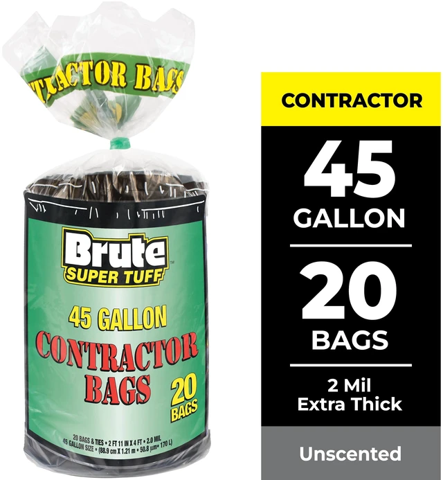 Main image of Brute Super Tuff Contractor Trash Bags, 45-Gallon, 20 Count