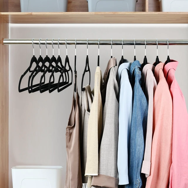 Alt view image 6 of 6 - Ollieroo Premium Velvet Hangers 50 Pack Black Non-Slip Durable Heavy Duty Coat Hangers with 360 Degree Rotatable Hook