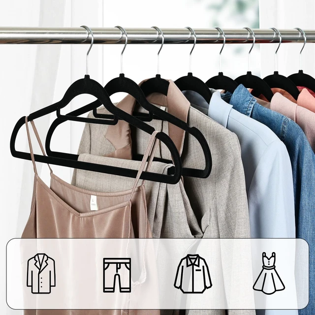 Alt view image 5 of 6 - Ollieroo Premium Velvet Hangers 50 Pack Black Non-Slip Durable Heavy Duty Coat Hangers with 360 Degree Rotatable Hook