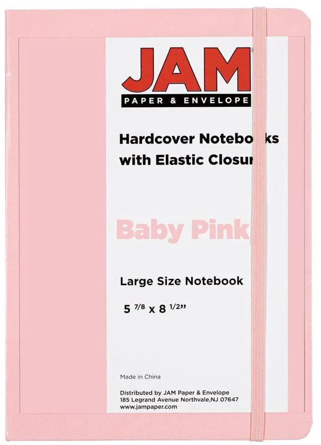 Alt view image 3 of 6 - JAM Paper Hardcover Notebook with Elastic Band, Baby Pink, Large, 5 7/8 x 8 1/2 in, 1 Pack