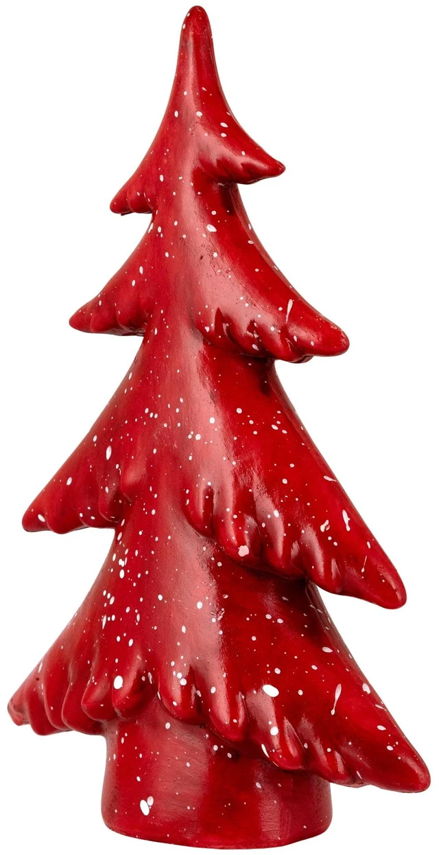Alt view image 4 of 7 - 10" Red Shiny Christmas Tree with Snowy Accents Tabletop Decoration