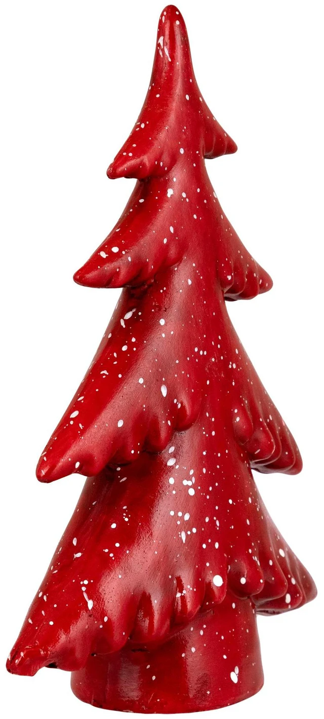 Alt view image 2 of 7 - 10" Red Shiny Christmas Tree with Snowy Accents Tabletop Decoration