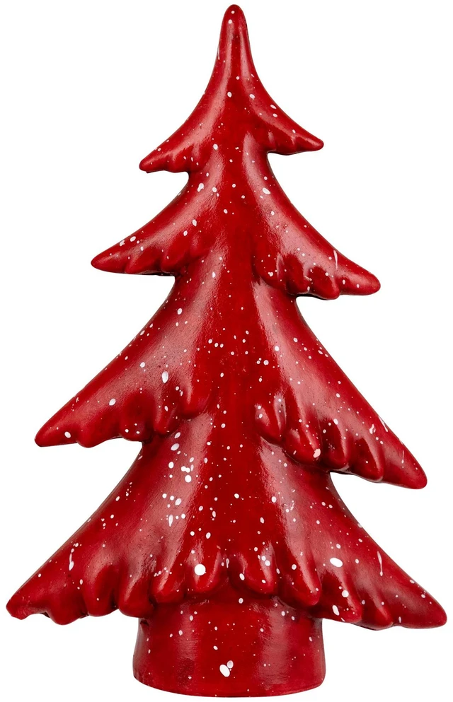 Alt view image 5 of 7 - 10" Red Shiny Christmas Tree with Snowy Accents Tabletop Decoration